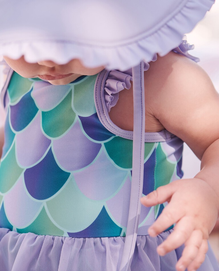 Baby Swimsuit & Sun Hat Set in Mermaid Scales - main