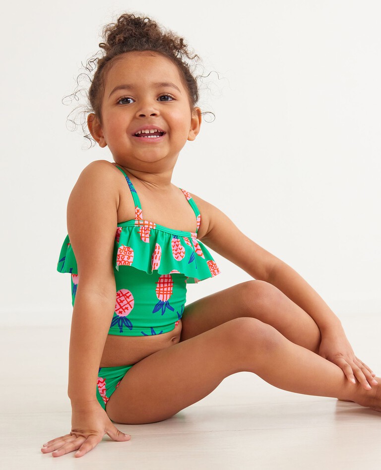 Print Ruffle Two Piece Swimsuit in Sweet Pineapple - main