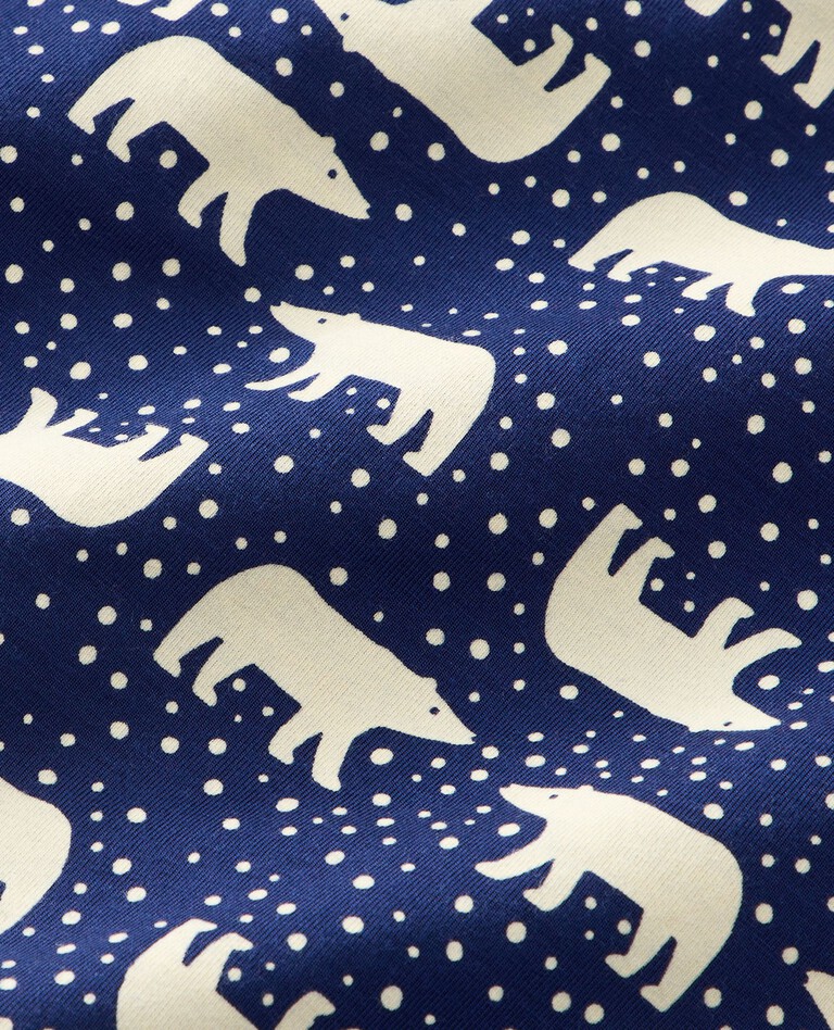 Kids Holiday Long John Pajama Set in HannaSoft™ in Snowy Polar Bear on Navy - main