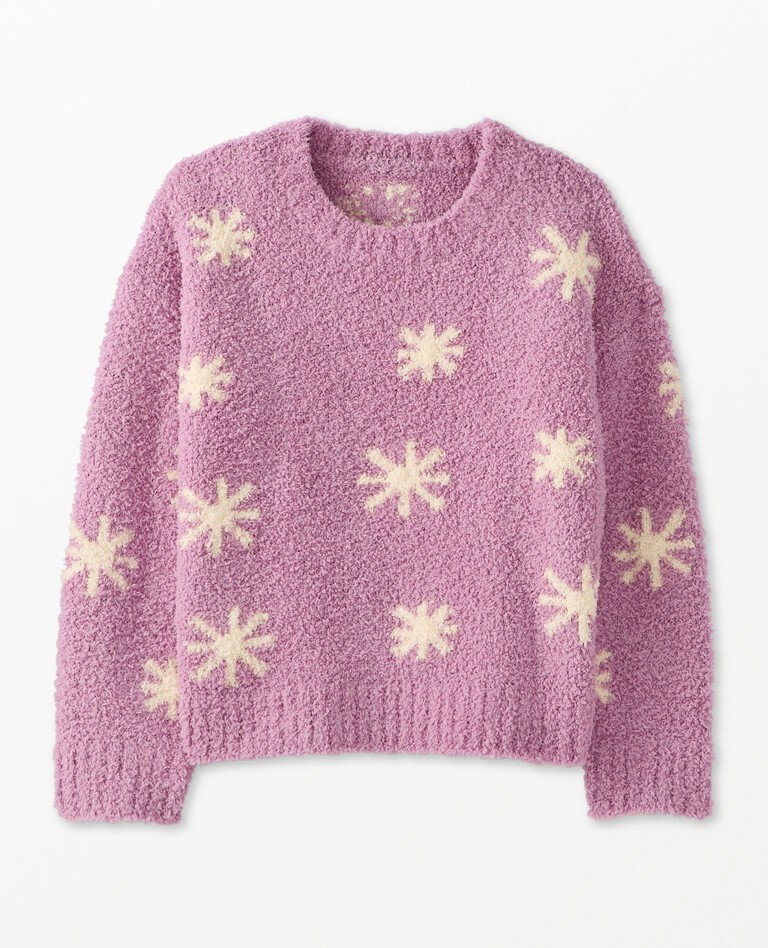 Holiday Marshmallow Sweater in Snowflakes on Orchid Haze - main