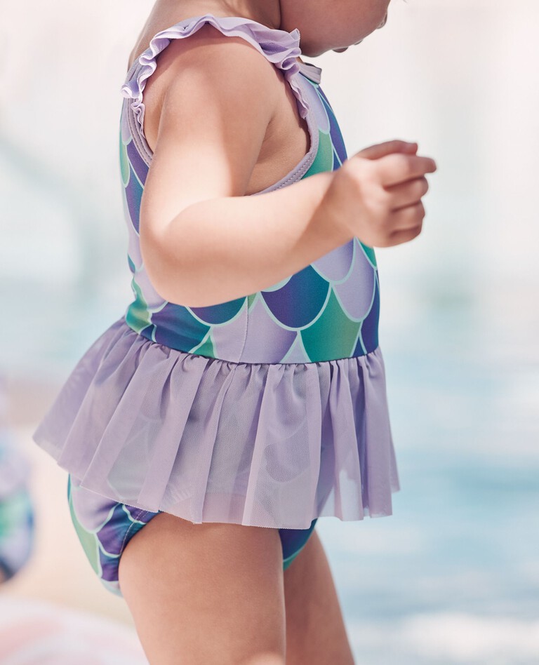 Baby Swimsuit & Sun Hat Set in Mermaid Scales - main