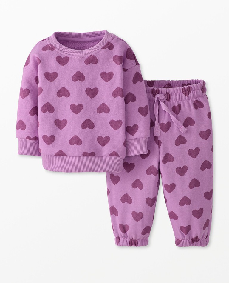 Baby French Terry Sweats Set in Mod Heart on Primrose - main