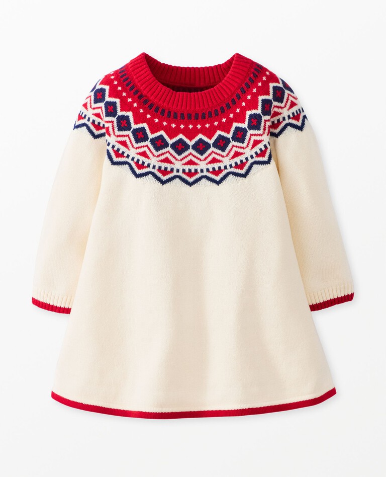 Baby Holiday Sweater Dress in Yuletide Fairisle - main