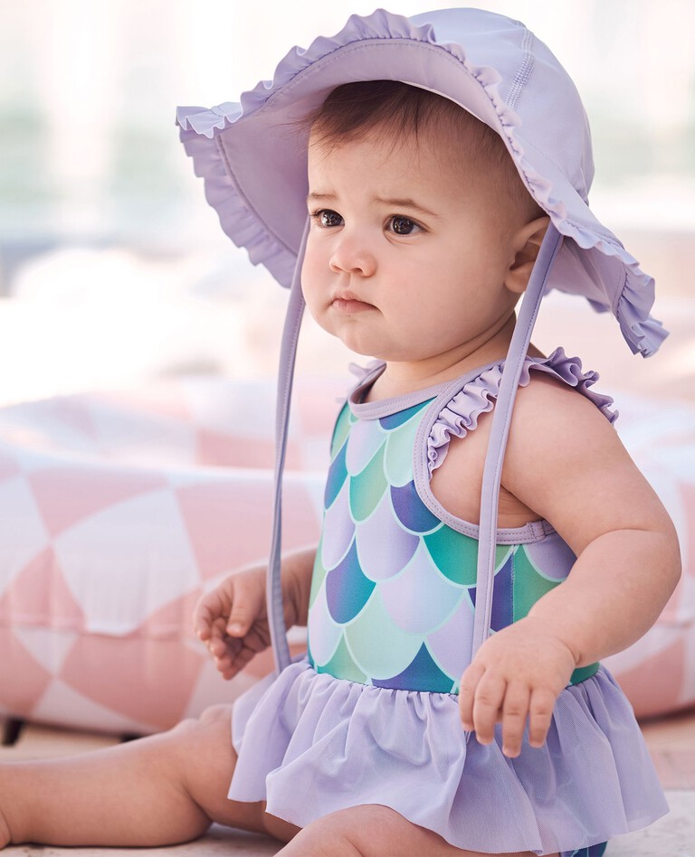 Baby Swimsuit & Sun Hat Set in Mermaid Scales - main