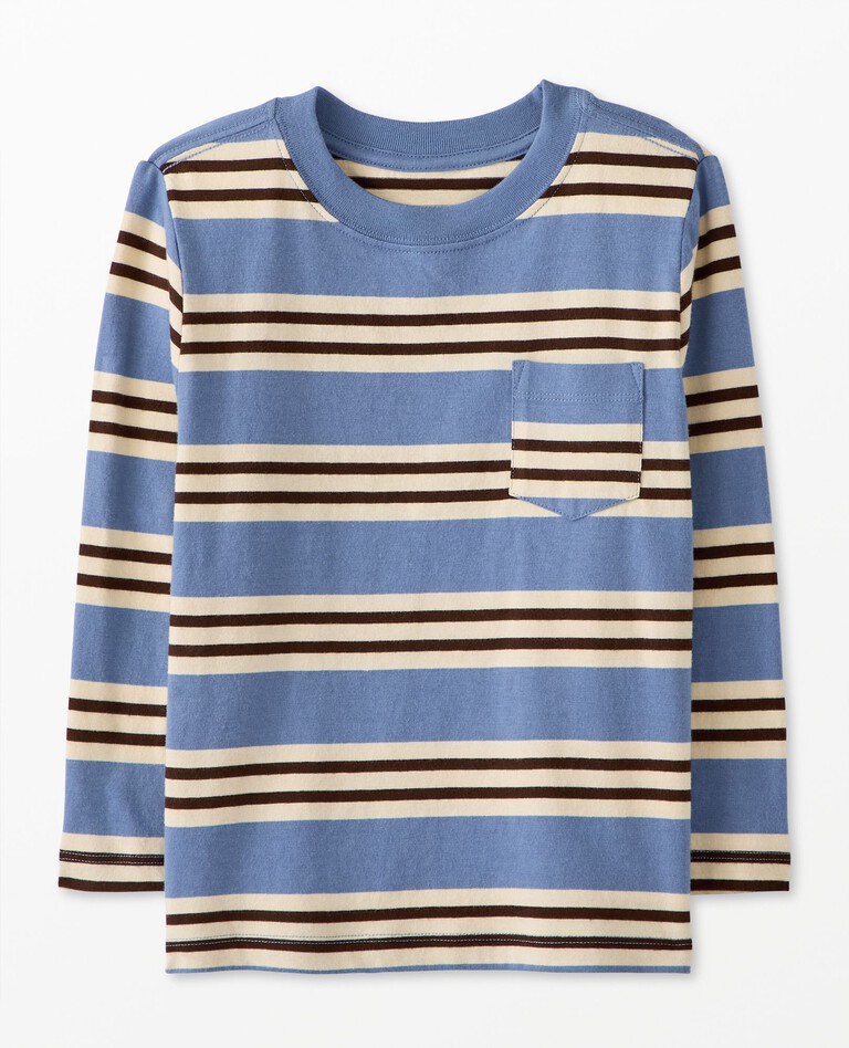 Long Sleeve Pocket T-Shirt in Blue Candy Stripe - main