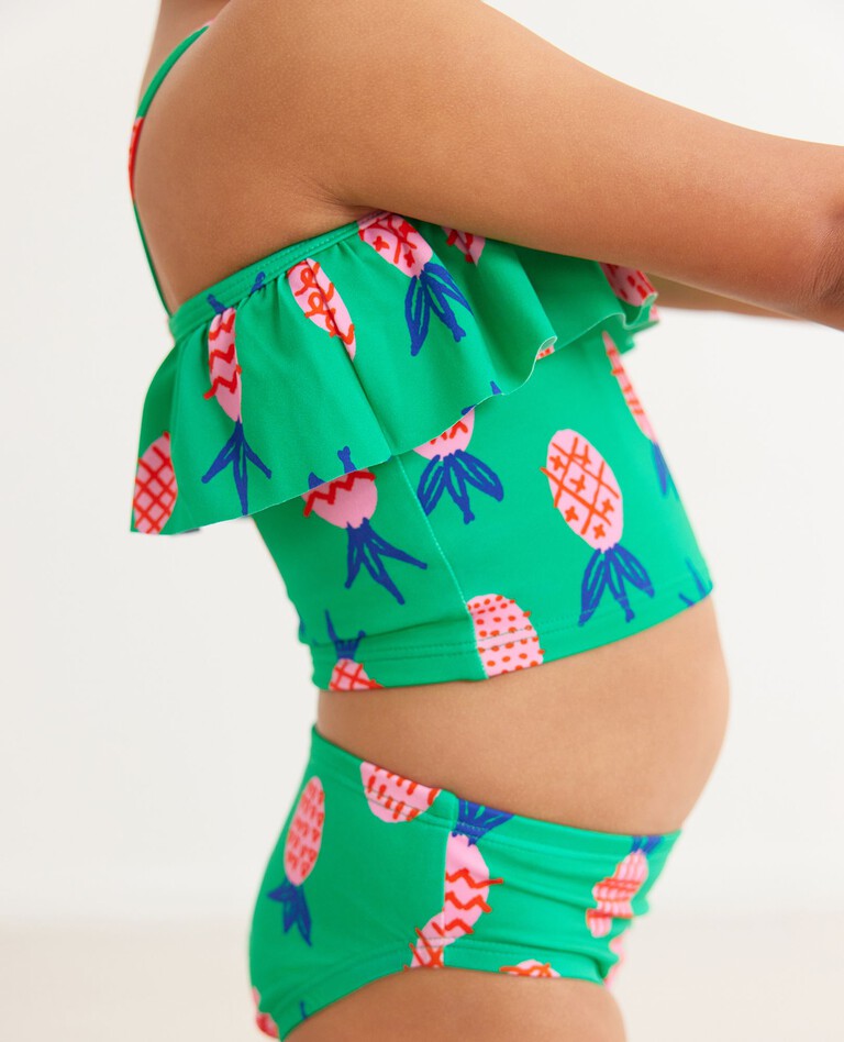 Print Ruffle Two Piece Swimsuit in Sweet Pineapple - main