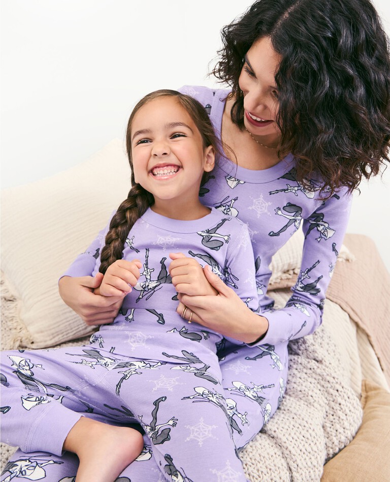 Women's Marvel Ghost-Spider Holiday Long John Pajama Top in Ghost Spider on Violet Tulip - main