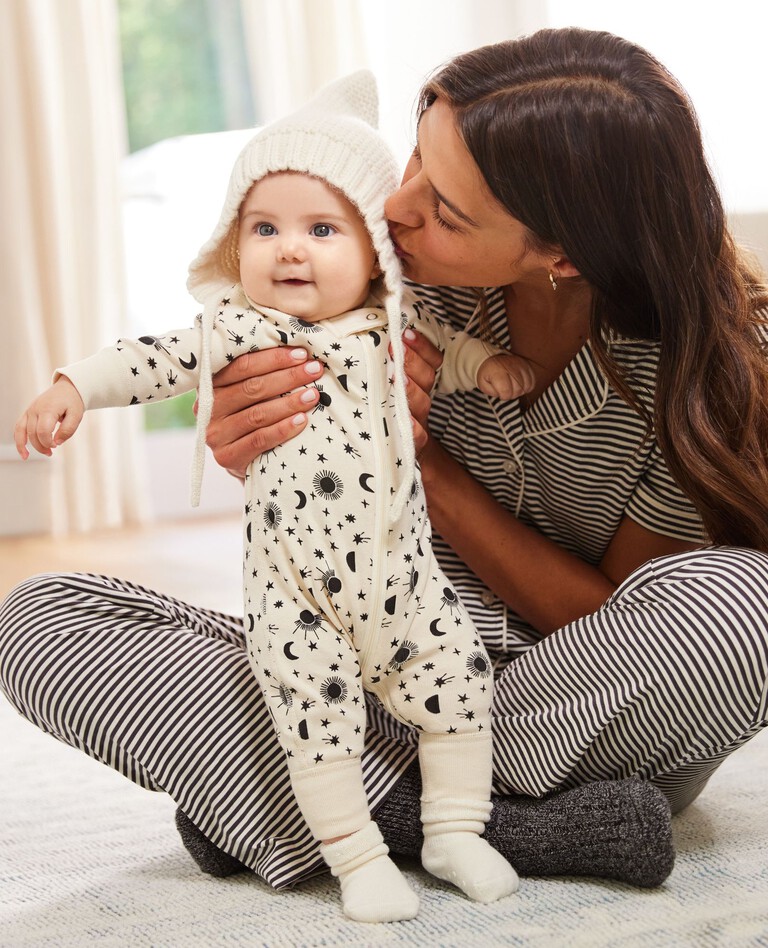 Baby Layette Zip Sleeper in Moonlight on Ecru - main