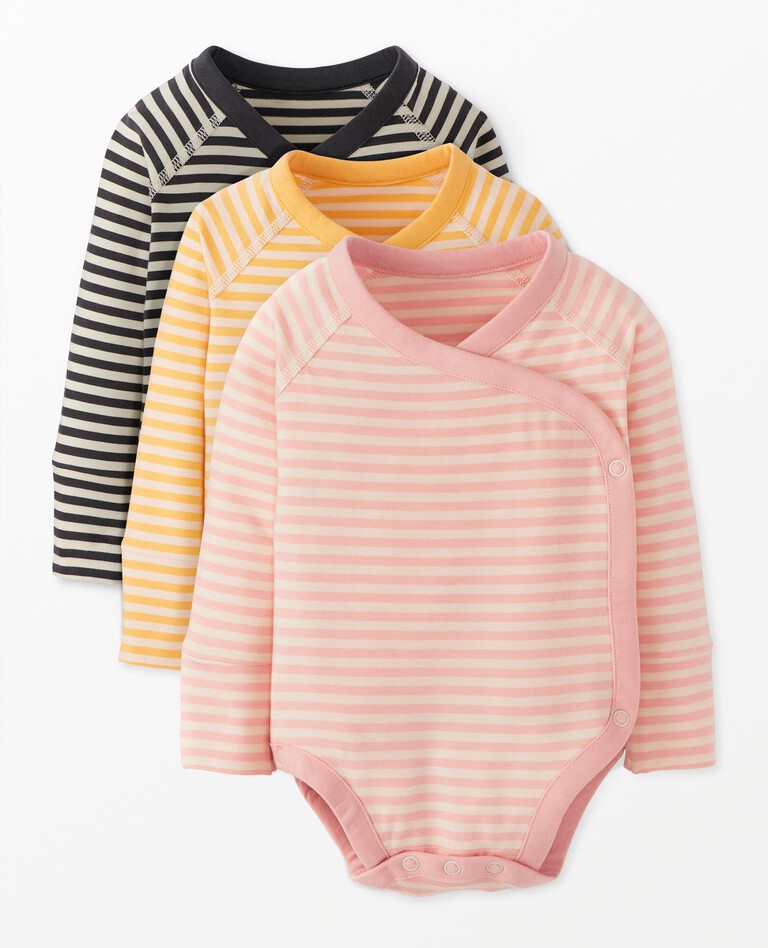 3-Piece Baby Layette Bodysuit Bundle in HannaSoft™ ($84 value) in Warm Stripes Hanna Bundle - main