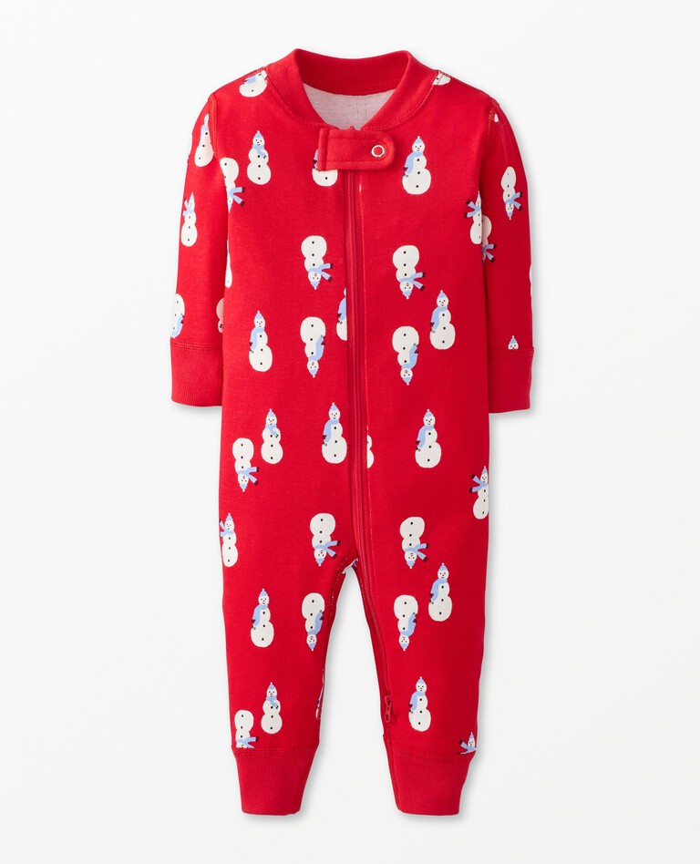 Baby Holiday 2-Way Zip Sleeper in Snowmen on Red - main