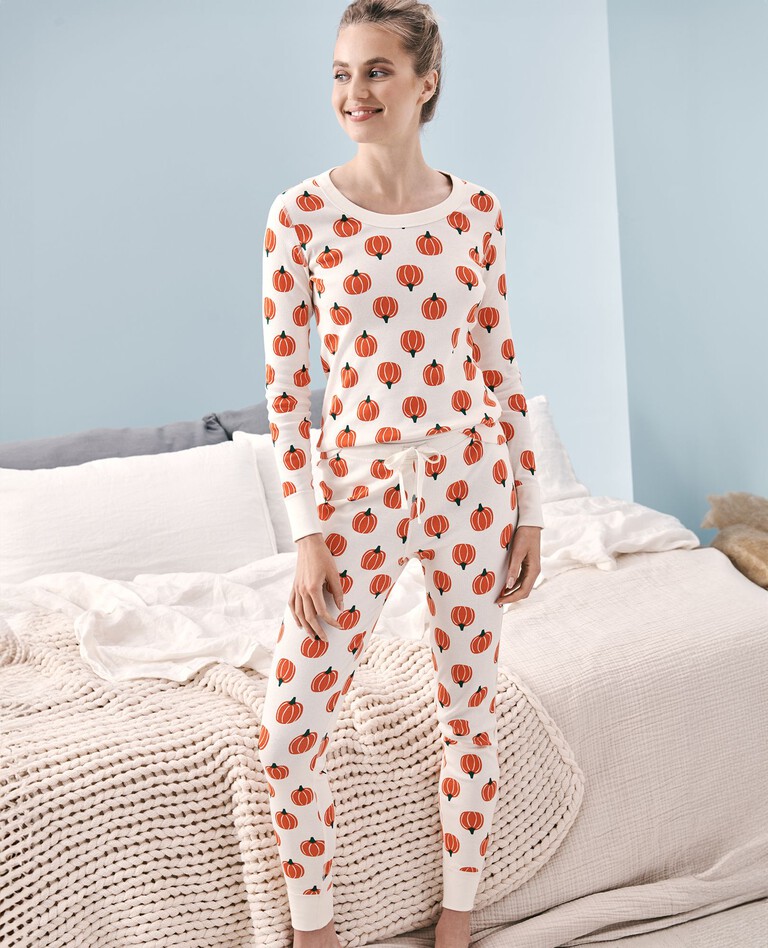 Women's Halloween Long John Pajama Pants in Classic Pumpkins - main