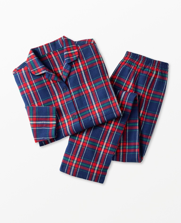 Women's Holiday Flannel Pajama Set in Navy Plaid - main