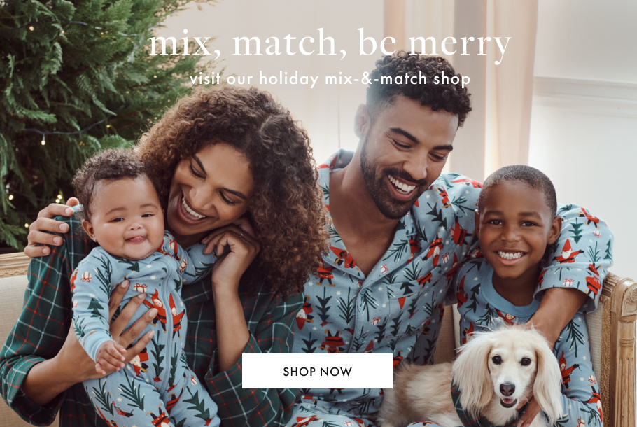 family in mix & match PJs